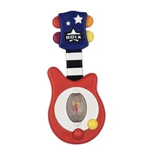 Sassy Guitar Shaped Baby Rattle Musical Tested Works Infant Activity Fun Sounds!